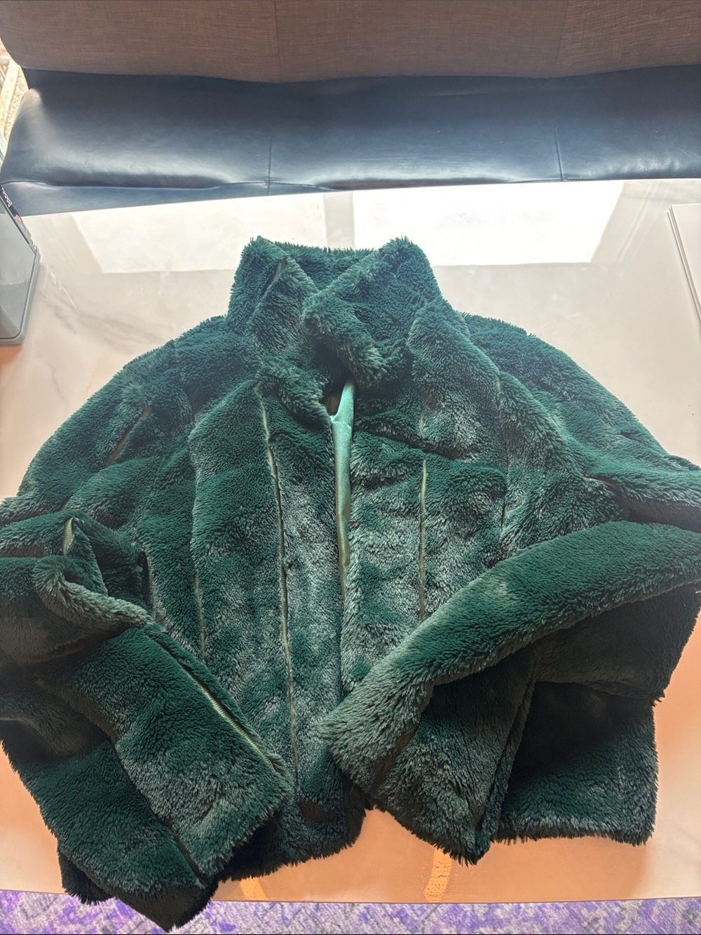 Laundry By Shelli Segal Deep Green Faux Fur Teddy Jacket